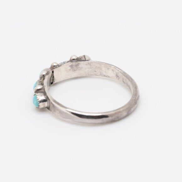 Sterling Silver Kingman Blue Turquoise Zuni Ring - Picture 6 of 7